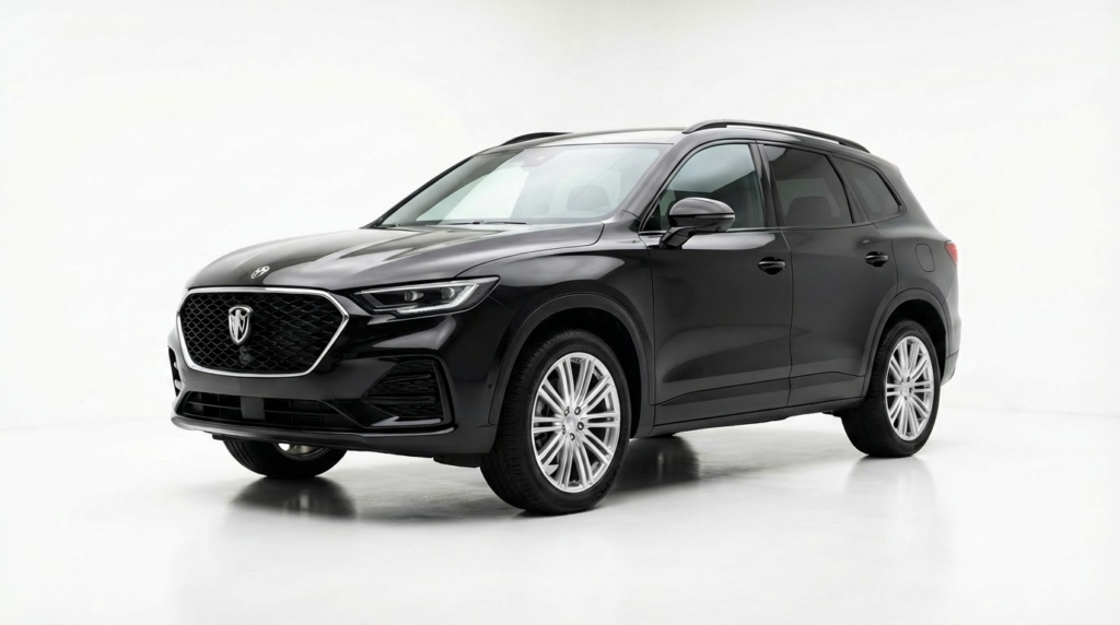 Firefly_Gemini Flash_Photorealistic car image, front three-quarter left view._The camera is positioned sli 814948